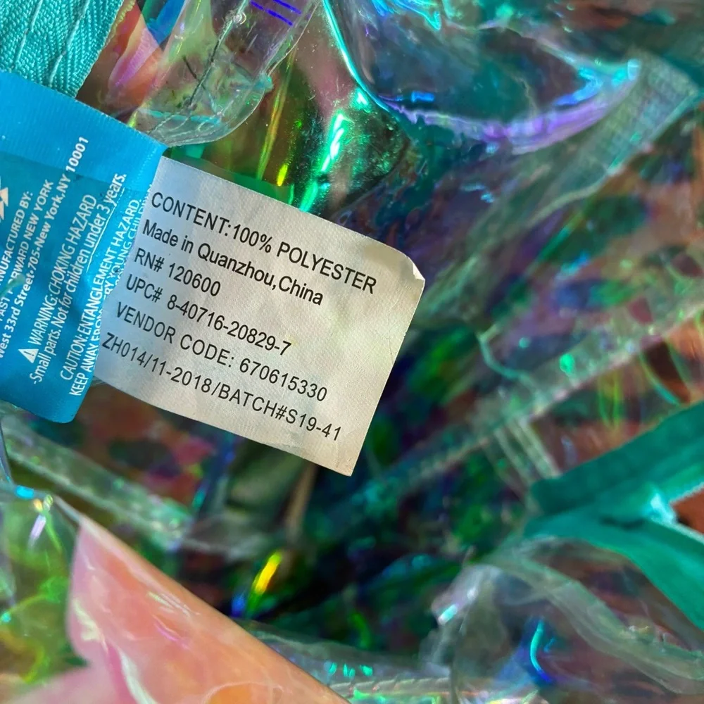 Disney Moana Clear‎ Teal Iridescent Glitter Confetti Mini Backpack DisneyCore